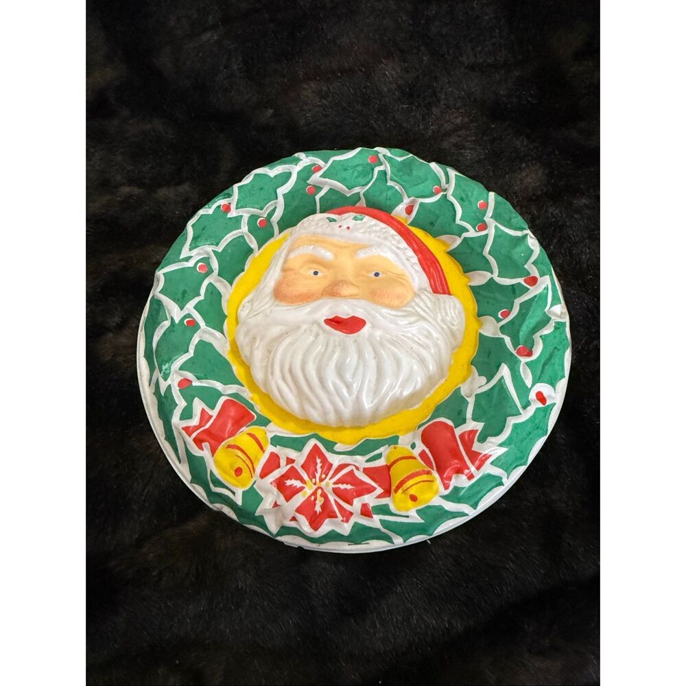 Vintage Santa light up wall hanging. Christmas Noma 12" blow mold‎